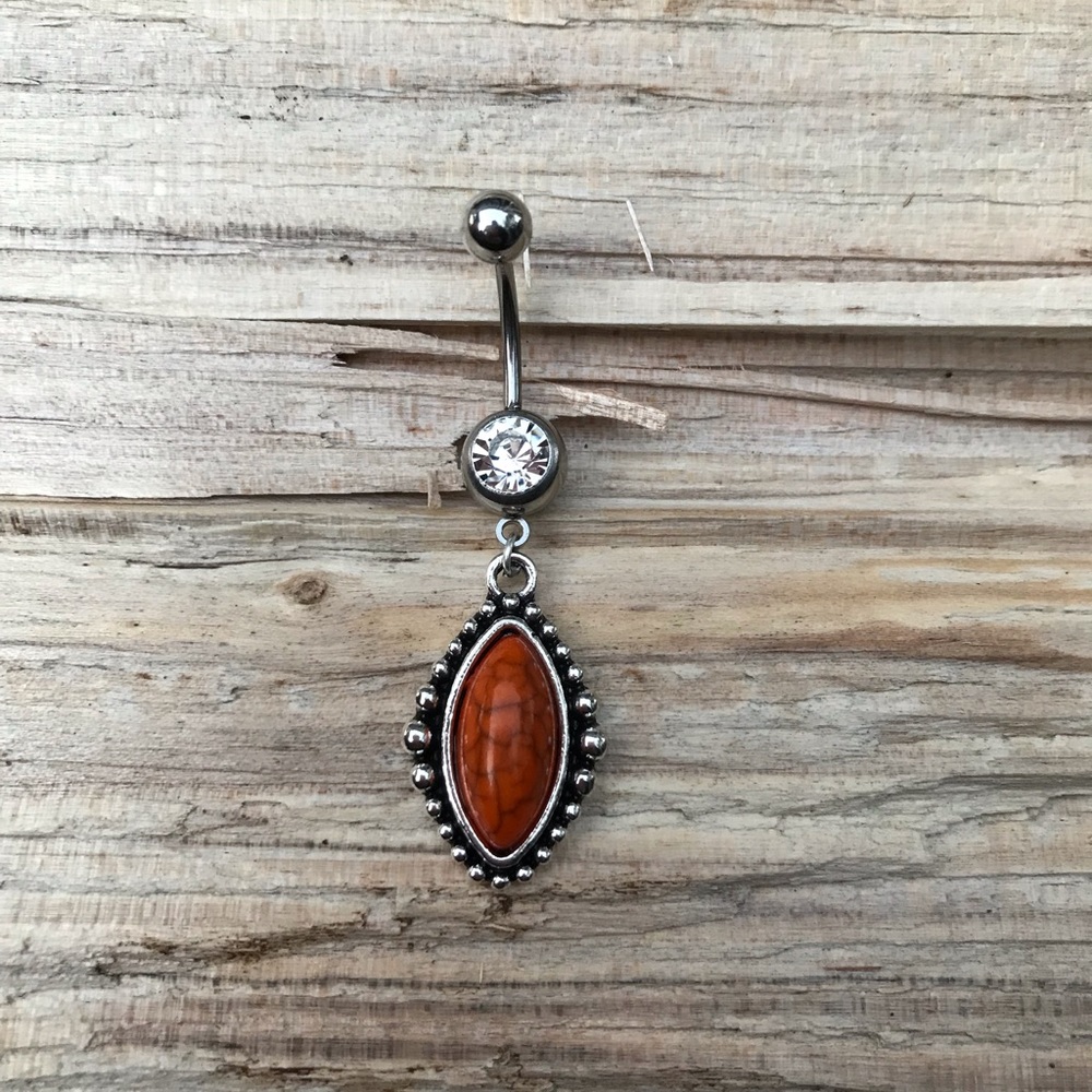 Vintage‎ Orange Belly Button Navel Ring